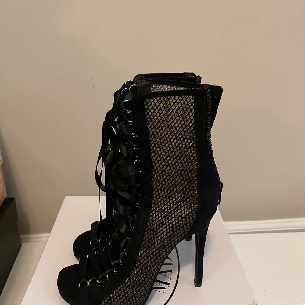 Steve Madden Black Mesh Lace-Up Boots